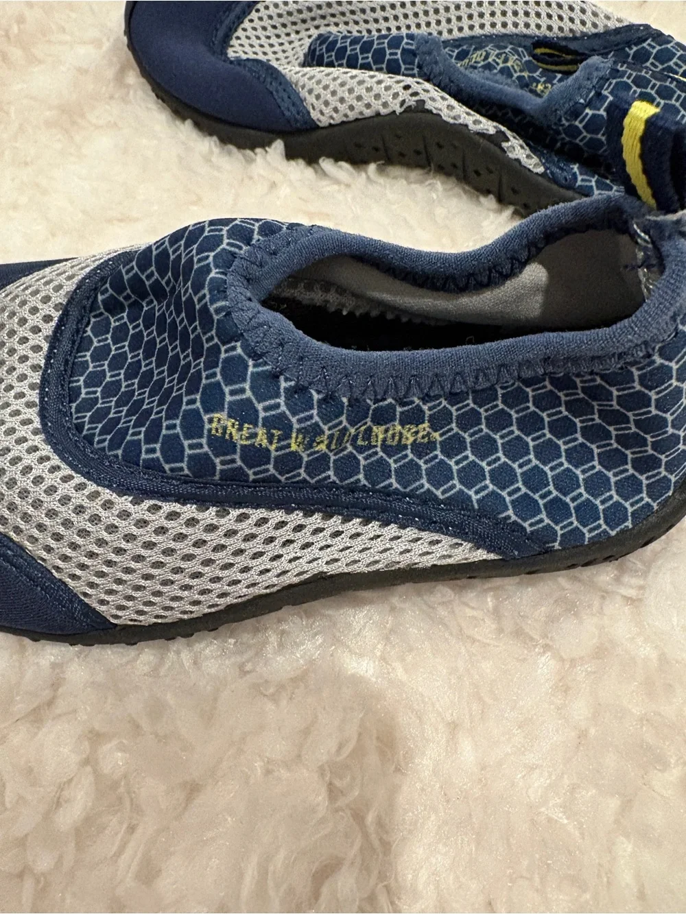 Kids Navy and Gray Water Shoes with Yellow Accent